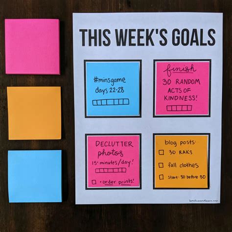 Post It Note Goal Setting Printable Template Lets Live And Learn
