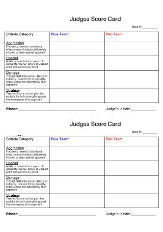 Why not just base the judge's decision on the judge's score cards? 44+ SAMPLE Judging Score Sheet Templates in PDF | MS Word