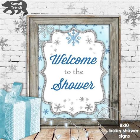 Snowflake Baby Shower Signs 6 Printable Table Signs Welcome Etsy