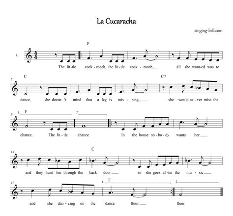 La Cucaracha Song Karaoke Mp3 Free Easy Sheet Music Pdf