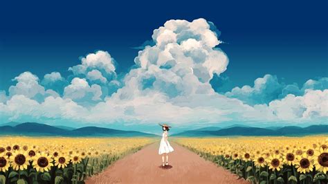 Anime Flower Field Scenery Wallpapers Wallpaper Cave