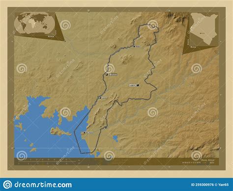 Busia Kenya Physical Labelled Points Of Cities Stock Illustration