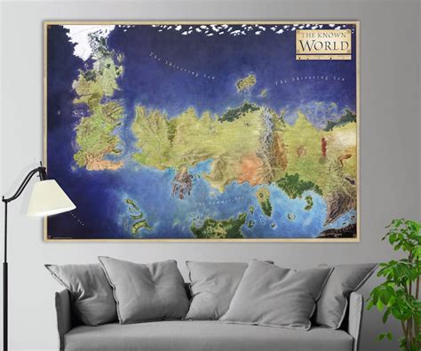Colorful Game Of Thrones Map Canvas Print Game Of Thrones Etsy