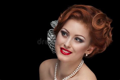 Retro Redhead Lady Stock Photo Image Of Face Hairstyle 210298760