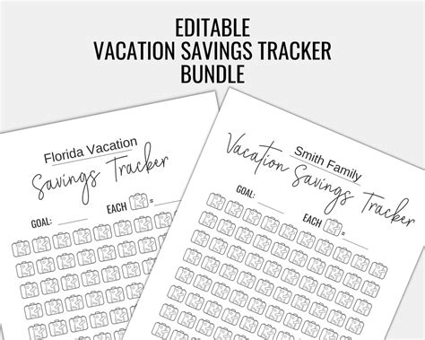 Editable Vacation Savings Tracker Vacation Saving Challenge Etsy