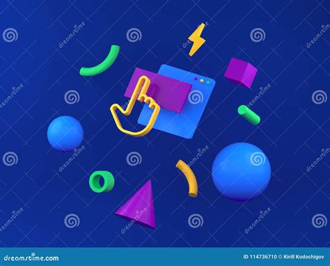 Abstract Colored Geometric Shapes For Web Design 3d Render Stock