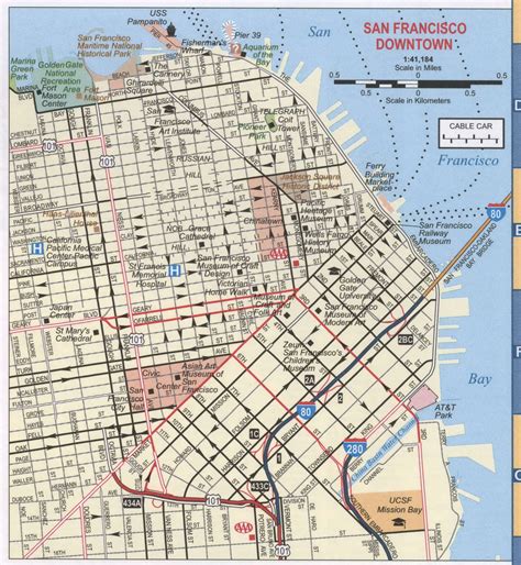 San Francisco Downtown Map Free Printable Map Highway San Francisco City