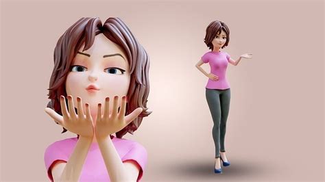 3D Model Cartoon Woman Rigged 3D Model VR AR Low Poly CGTrader
