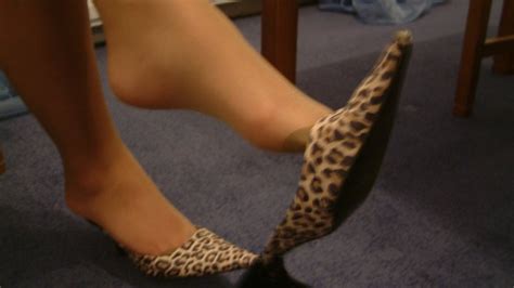 dangling in leopard skin mules lady josephines foot fetish clips clips4sale