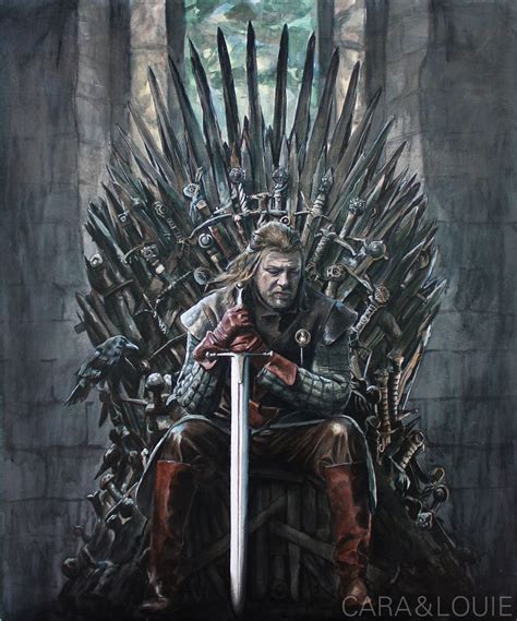 Eddard Stark From Game Of Thrones In Ink And Paint On A 30x25in Canvas