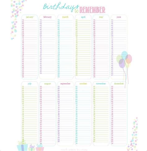 New Birthday Calendars Printable Free Printable Calendar Monthly