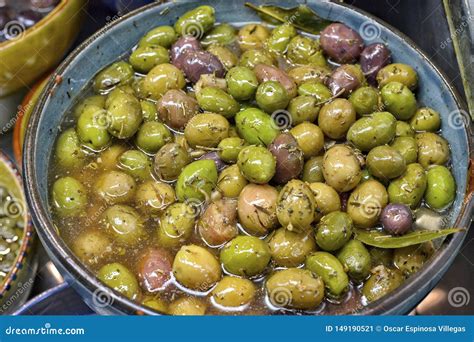Marinated Olives With Herbs In A Market Stock Image Image Of