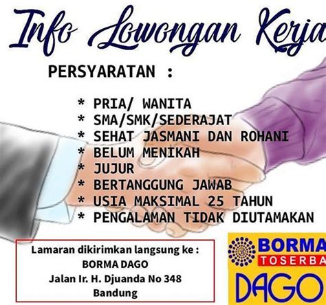 Borma toserba menyediakan barang murah dan berkualitas,kepuasan konsumen adalah. Lowongan Kerja Borma Bandung