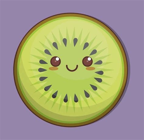 Kawaii Kiwi Fruit Icon In 2020 Fruit Icons Kiwi Fruit Kiwi Vector