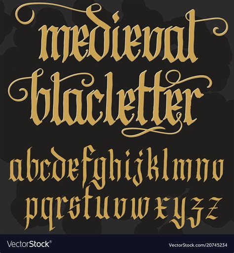 Gothic Font Handmade Medieval Script Lowercase Calligraphic Letters