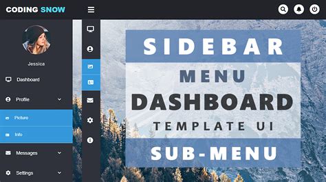 Sidebar Menu With Sub Menu Dashboard Template Ui Side Navigation Bar Using Css Html