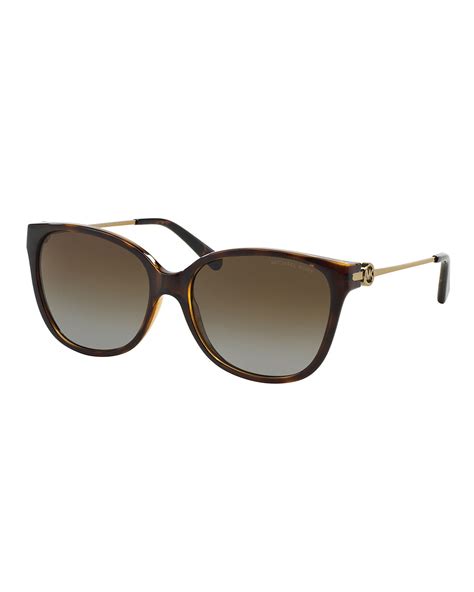 michael kors polarized gradient square sunglasses in brown dark tortoise lyst