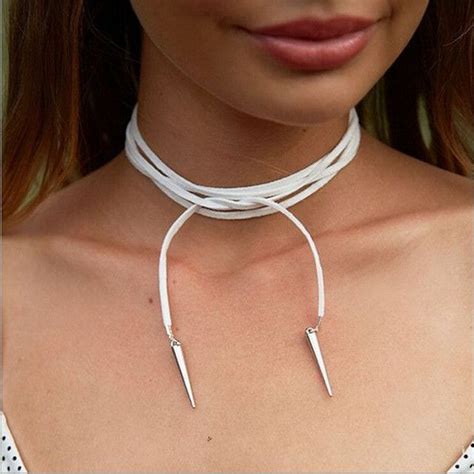 Suede Wrap Choker With Silver Pendant Chokers Suede Choker Necklace