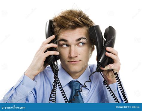 Answering Multiple Calls At The Same Time Stock Image Image Of