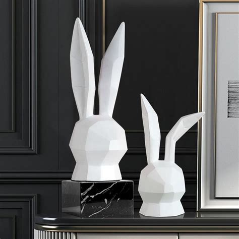 Geometric Rabbit Sculptures Rabbit Sculpture Living Room Art Wall