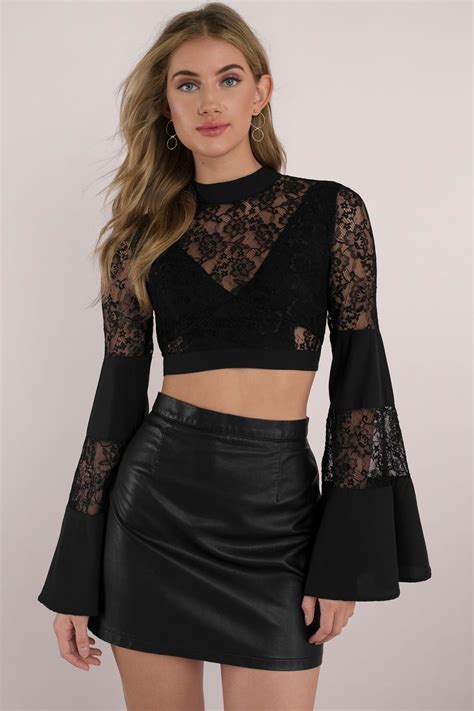 Past Midnight Lace Crop Top In Black In 2021 Fashion Stylish Work Outfits Black Lace Crop Top