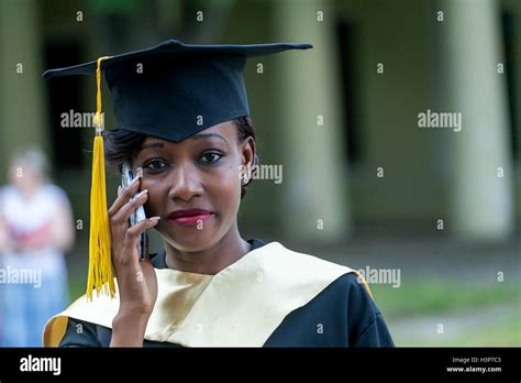 Pretty African Female College Graduate At Graduation Stock Photo Alamy
