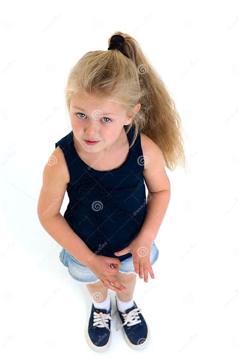 Top View Of Cute Six Years Old Girl Stock Image Image Of Girl
