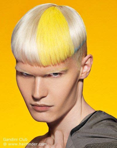 Blonde Mens Hair With Yellow And Blue Color Accents