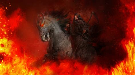 Wallpaper Of Flame Grim Reaper Horse Scythe Background