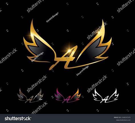 Vector Illustration Golden Wings Monogram Logo Stock Vector Royalty