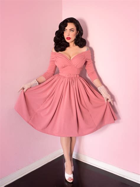pre order starlet swing dress in rose pink vixen by micheline pitt looks rockabilly