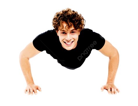 Healthy Young Guy Doing Push Ups Powerful Nutrition Muscular Adult