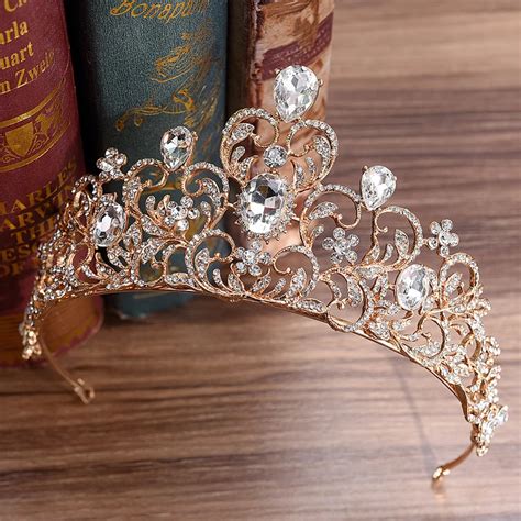 Big Luxury Vintage Gold Wedding Crown Alloy Crystal Bridal Tiara