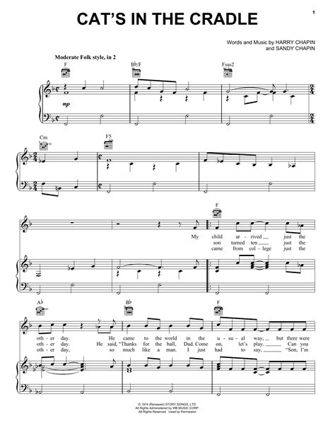 Cat's in the cradle chords by tom chapin. Cat's In The Cradle | Sheet Music Direct
