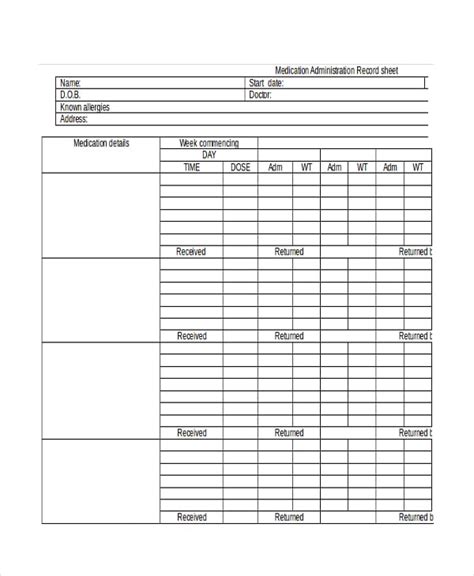 Medication Sheet Template 10 Free Word Excel Pdf Documents Download