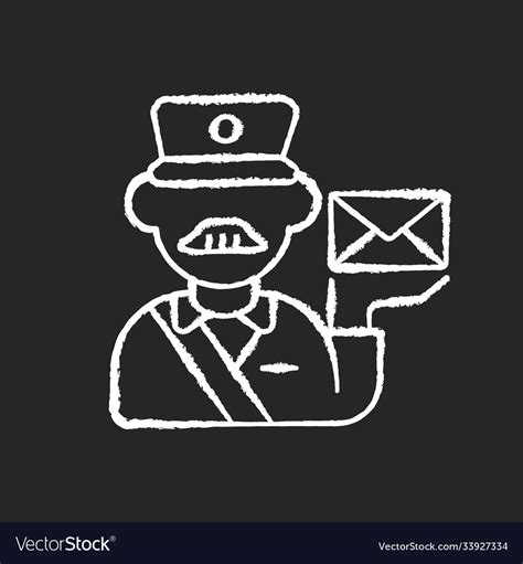 Postman Chalk White Icon On Black Background Vector Image