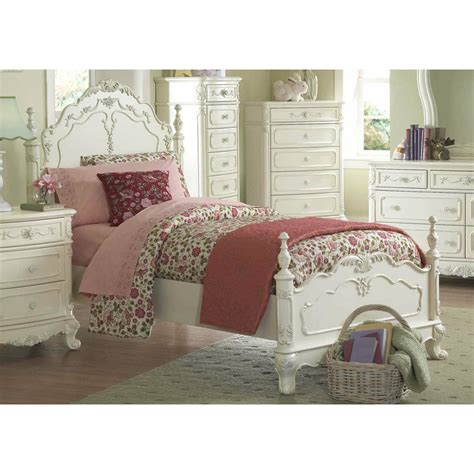 Cinderella creamy white youth bedroom set. Cinderella Bedroom Collection 5pc set(TB+NS+DR+MR+CH
