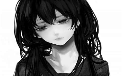 Anime Sad Girl Sad Anime Girl Black And White Hd Wallpaper Pxfuel