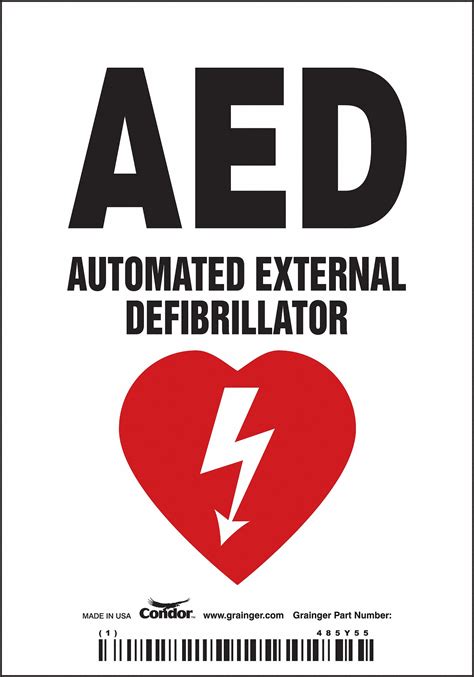 Condor First Aid Sign Aed Automated External Defibrillator Sign