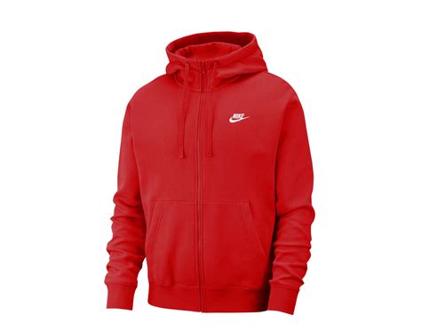 Nike Nike Sportswear Club Full Zip Fleece Redwhite Mens Hoodie