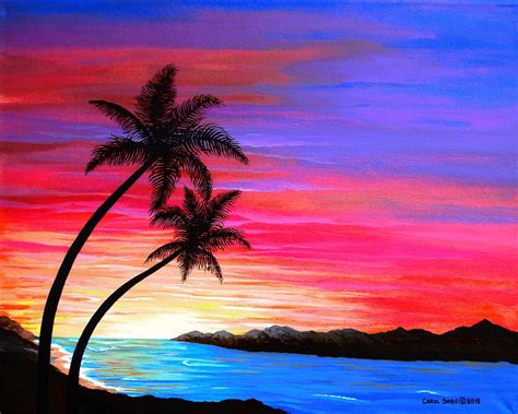 Tropical Sunset Painting By Carol Sabo Fine Art America