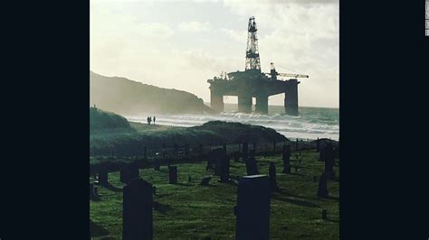 19000 Ton Oil Rig Blown Ashore In Scotland Cnn Video
