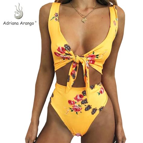 Adriana Arango 2019 Swimwear For Women Floral Print Bikini Bow Knot Swimsuit Hot Sexy Summer