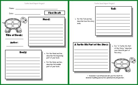Sample outline with my life as topic handout: Turtle Book Report Project: templates, printable ...