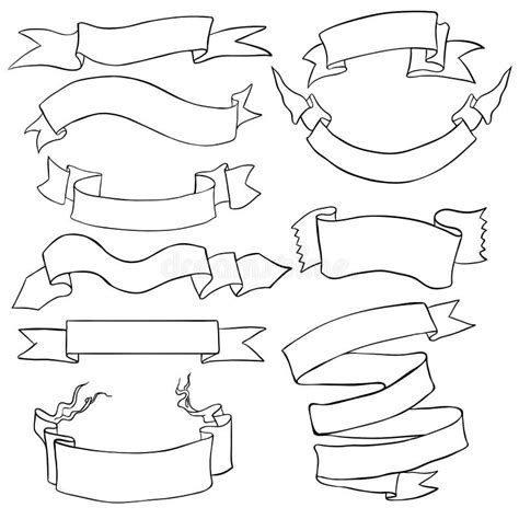 Vector Set Of Sketch Ribbons Stock Vector Illustration Of Background
