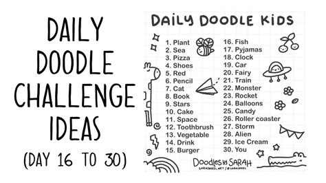 30 Day Daily Doodle Challenge Ideas Part 2 Day 16 To 30 Doodles By