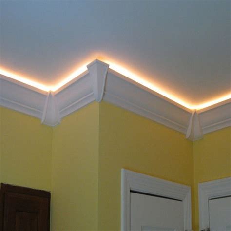 Tray ceiling with lighting rope is suitable for your living room. cove molding lighting … | Crown molding lights, Ceiling ...