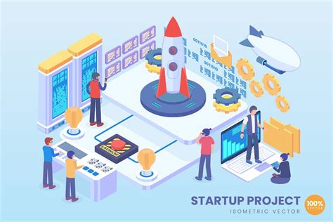 Isometric Startup Project Vector Concept Design Template Place