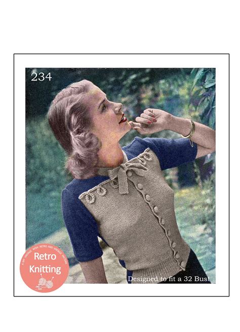1940s Make Do And Mend Pussy Bow Blouse Pdf Knitting Pattern Etsy