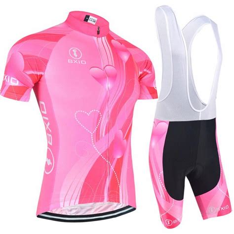 Bxio Women Pink Cycling Jersey Set 2017 Short Sleeve Mtb Road Bike